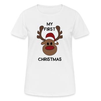 premier noël - T-shirt respirant Femme - blanc - Devant - AI Model Female 172 dark (172cm)