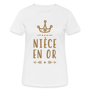 Nièce en Or  - T-shirt respirant Femme - blanc - Devant - AI Model Female 172 dark (172cm)