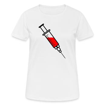 Impfspritze mit rotem flüssigem Medikament - Frauen T-Shirt atmungsaktiv - Weiß - Vorne - AI Model Female 172 dark (172cm)
