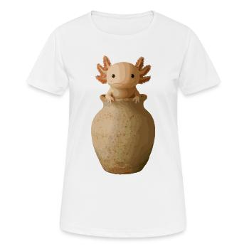 Axolotl Art – Réaliste dans une cruche en argile - T-shirt respirant Femme - blanc - Devant - AI Model Female 172 dark (172cm)