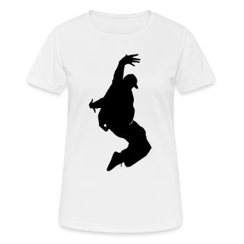 B-Boy Silhouette – Breakdance Freeze - Frauen T-Shirt atmungsaktiv - Weiß - Vorne - AI Model Female 172 dark (172cm)