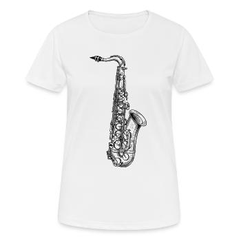 Saxofon - Frauen T-Shirt atmungsaktiv - Weiß - Vorne - AI Model Female 172 dark (172cm)