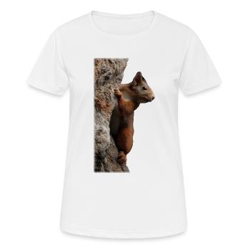 Neugieriges Eichhörnchen am Baumstamm - Frauen T-Shirt atmungsaktiv - Weiß - Vorne - AI Model Female 172 dark (172cm)