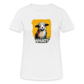 What Sheep Pop-Art Gelb Hintergrund - Frauen T-Shirt atmungsaktiv - Weiß - Vorne - AI Model Female 172 dark (172cm)