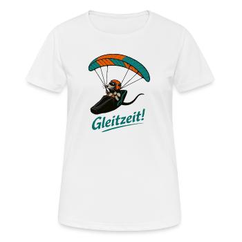 Gleizeit Paragliding Mascot - Frauen T-Shirt atmungsaktiv - Weiß - Vorne - AI Model Female 172 dark (172cm)