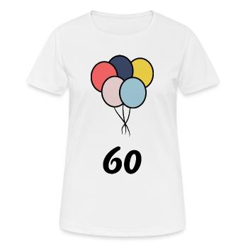 60. 60 ANS. 60e ANNIVERSAIRE. ANNIVERSAIRE 60 ANS. - T-shirt respirant Femme - blanc - Devant - AI Model Female 172 dark (172cm)