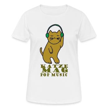 Katze mag pop music - Frauen T-Shirt atmungsaktiv - Weiß - Vorne - AI Model Female 172 dark (172cm)