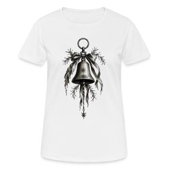 Cloche gravée avec feuillage en ruban - T-shirt respirant Femme - blanc - Devant - AI Model Female 172 dark (172cm)