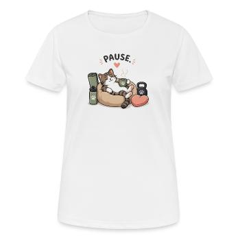 Pause Chat : Pause Café dans un Panier - T-shirt respirant Femme - blanc - Devant - AI Model Female 172 dark (172cm)