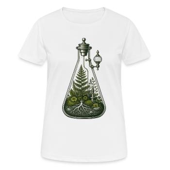 Botanische Becher-Terrarium-Wissenschaftsillustration - Frauen T-Shirt atmungsaktiv - Weiß - Vorne - AI Model Female 172 dark (172cm)