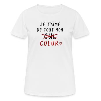 Je t’aime de tout mon cœur - T-shirt respirant Femme - blanc - Devant - AI Model Female 172 dark (172cm)
