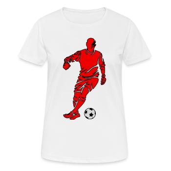 Soccer - Frauen T-Shirt atmungsaktiv - Weiß - Vorne - AI Model Female 172 dark (172cm)