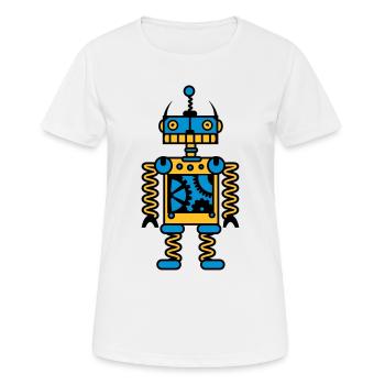 Ein Roboter mit Zahnräder - Frauen T-Shirt atmungsaktiv - Weiß - Vorne - AI Model Female 172 dark (172cm)