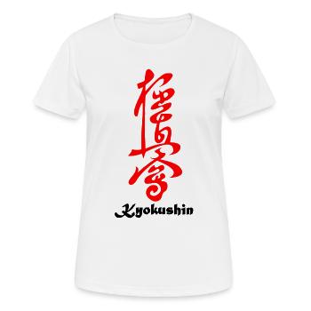Kyokushin écrit en japonais kanji rouge - T-shirt respirant Femme - blanc - Devant - AI Model Female 172 dark (172cm)