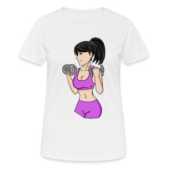 Girls with dumbbells - Women's Breathable T-Shirt - white - Front - AI Model Female 172 dark (172cm)