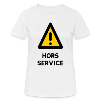 HORS SERVICE. PANNEAU. DANGER. HUMOUR. DRÔLE - T-shirt respirant Femme - blanc - Devant - AI Model Female 172 dark (172cm)