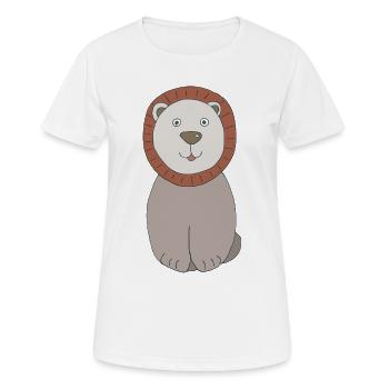 Löwenkopf mit freundlichem Gesicht - Frauen T-Shirt atmungsaktiv - Weiß - Vorne - AI Model Female 172 dark (172cm)