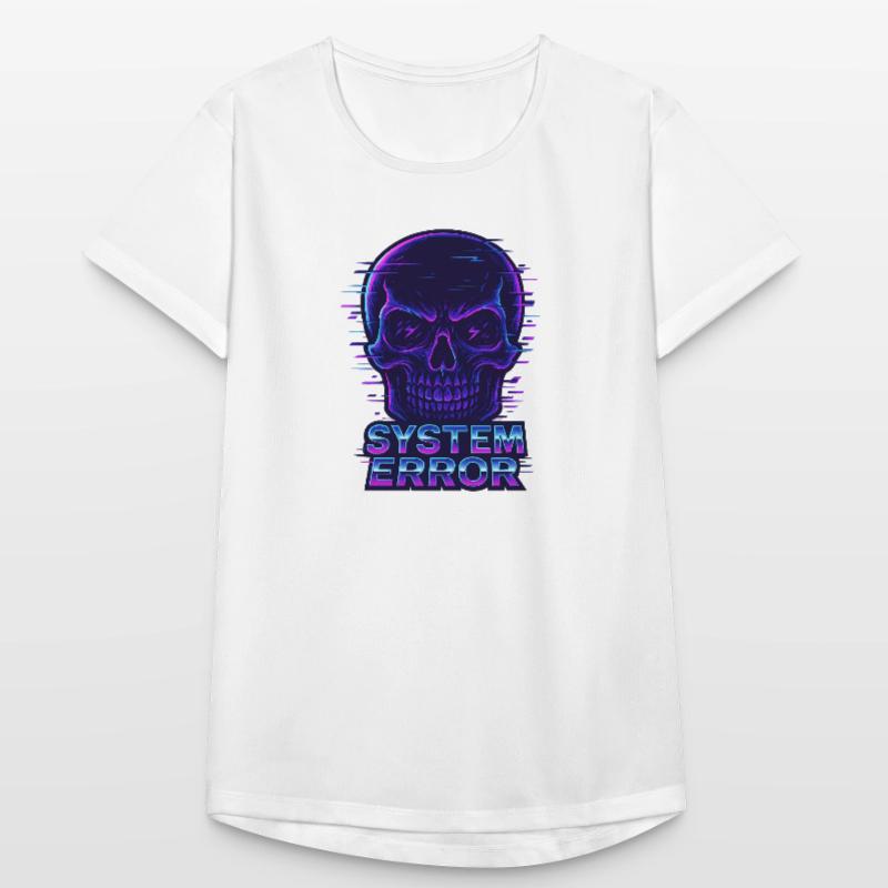 Neon Glitch Skull with System Error Text Women's Breathable T-Shirt