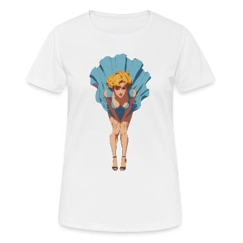 Pin-up girl with blowing summer dress - Women's Breathable T-Shirt - white - Front - AI Model Female 172 dark (172cm)