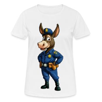 Esel Polizei / Cop Maulesel - Frauen T-Shirt atmungsaktiv - Weiß - Vorne - AI Model Female 172 dark (172cm)