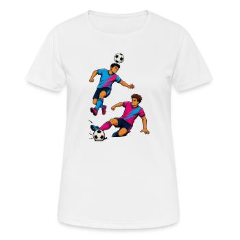 Joueur de Silhouette Néon Duel de Football - T-shirt respirant Femme - blanc - Devant - AI Model Female 172 dark (172cm)