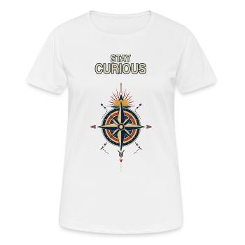 Boussole Stay Curious - T-shirt respirant Femme - blanc - Devant - AI Model Female 172 dark (172cm)