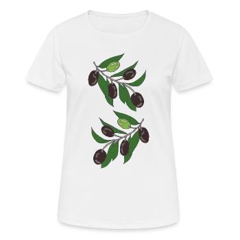 Illustration des branches d’olivier Estampe botanique - T-shirt respirant Femme - blanc - Devant - AI Model Female 172 dark (172cm)