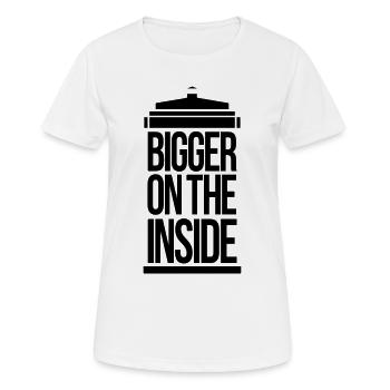 Bigger on the inside - Frauen T-Shirt atmungsaktiv - Weiß - Vorne - AI Model Female 172 dark (172cm)