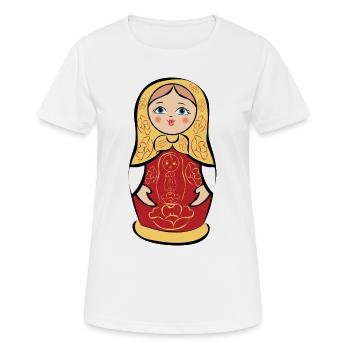 Matroschka mit Blumenmuster - Frauen T-Shirt atmungsaktiv - Weiß - Vorne - AI Model Female 172 dark (172cm)