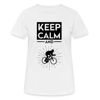 Keep Calm and Ride On Cycling Bicycle Graphic - Frauen T-Shirt atmungsaktiv - Weiß - Vorne - AI Model Female 172 dark (172cm)