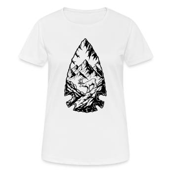 Mountain Landscape Deer Line Art - Women's Breathable T-Shirt - white - Front - AI Model Female 172 dark (172cm)