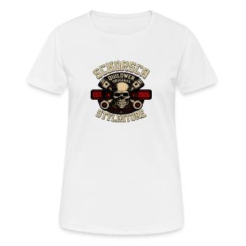 Boutique Schorsch Styl fondée en 2026 - T-shirt respirant Femme - blanc - Devant - AI Model Female 172 dark (172cm)