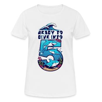 Ready to Dive Into Shark Design, Cute Ocean Marine - Women's Breathable T-Shirt - white - Front - AI Model Female 172 dark (172cm)