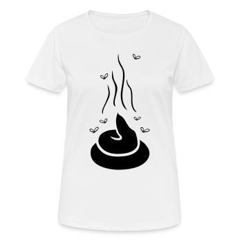 Dampfender Scheißhaufen mit Fliegen - einfärbbar - Frauen T-Shirt atmungsaktiv - Weiß - Vorne - AI Model Female 172 dark (172cm)