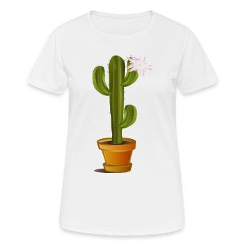 Cactus enchanteur dans un pot de fleurs avec fleur - T-shirt respirant Femme - blanc - Devant - AI Model Female 172 dark (172cm)