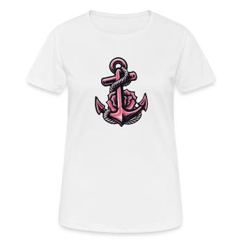 Anker mit Seil in Rosa - Frauen T-Shirt atmungsaktiv - Weiß - Vorne - AI Model Female 172 dark (172cm)