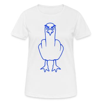 Möwe Mittelfinger Beleidigung Stinkefinger frech - Frauen T-Shirt atmungsaktiv - Weiß - Vorne - AI Model Female 172 dark (172cm)