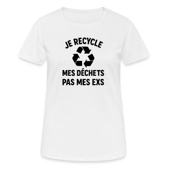Je recycle mes déchets, pas mes exs ! - T-shirt respirant Femme - blanc - Devant - AI Model Female 172 dark (172cm)