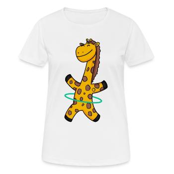 Cute Giraffe with Hoop - Women's Breathable T-Shirt - white - Front - AI Model Female 172 dark (172cm)