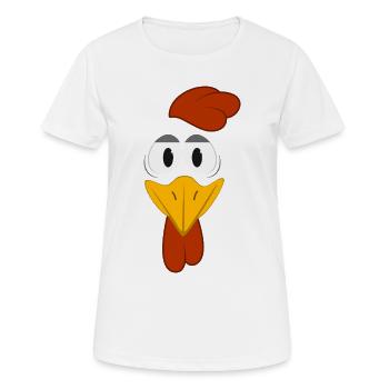 Funny Cartoon Chicken Face Big Eyes Cute Animal - Women's Breathable T-Shirt - white - Front - AI Model Female 172 dark (172cm)