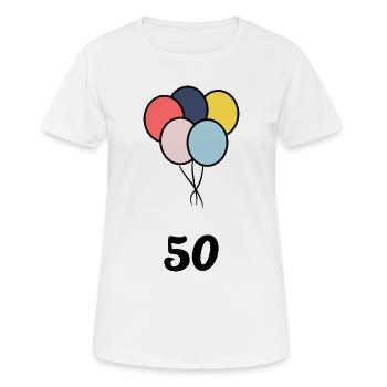 50. 50 ANS. 50e ANNIVERSAIRE. ANNIVERSAIRE 50 ANS. - T-shirt respirant Femme - blanc - Devant - AI Model Female 172 dark (172cm)