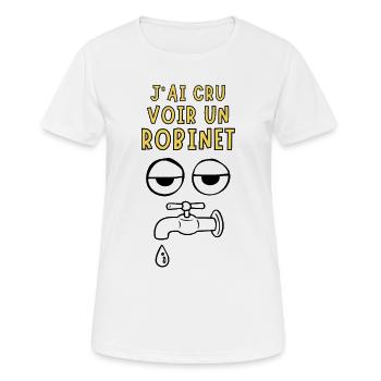 Ich dachte, ich hätte einen Wasserhahn gesehen - Frauen T-Shirt atmungsaktiv - Weiß - Vorne - AI Model Female 172 dark (172cm)