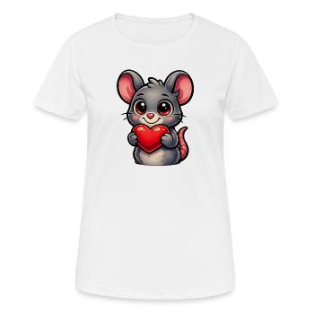 Herzliche Maus  - Frauen T-Shirt atmungsaktiv - Weiß - Vorne - AI Model Female 172 dark (172cm)