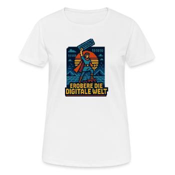 Erobere die Digitale Welt im Retro-Stil - Frauen T-Shirt atmungsaktiv - Weiß - Vorne - AI Model Female 172 dark (172cm)