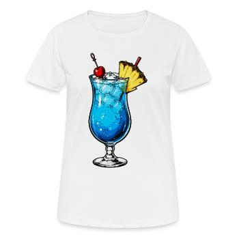 Motif de cocktail tropical bleu - T-shirt respirant Femme - blanc - Devant - AI Model Female 172 dark (172cm)