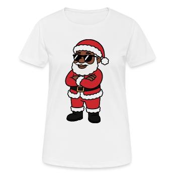 Père Noel Cool en Lunettes Noires - T-shirt respirant Femme - blanc - Devant - AI Model Female 172 dark (172cm)