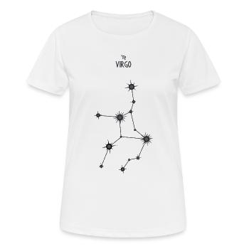 Signe du zodiaque Vierge Constellation d’étoiles Noir et gris - T-shirt respirant Femme - blanc - Devant - AI Model Female 172 dark (172cm)