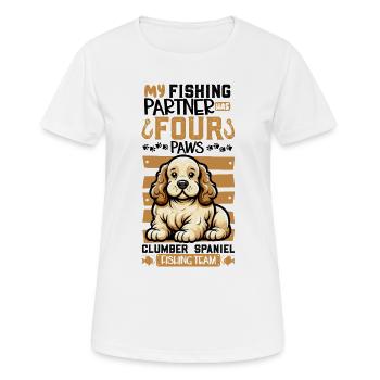 Fishing and Clumber Spaniel - Women's Breathable T-Shirt - white - Front - AI Model Female 172 dark (172cm)