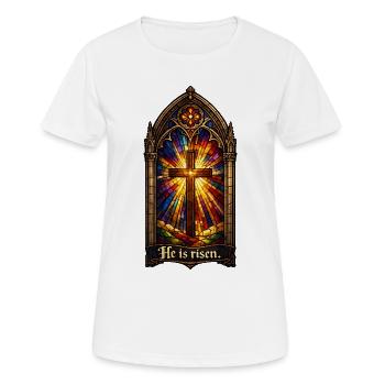 Auferstehung He is Risen Ostern Jesus - Frauen T-Shirt atmungsaktiv - Weiß - Vorne - AI Model Female 172 dark (172cm)