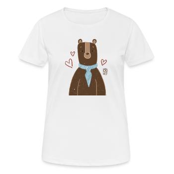 Cute bear with blue scarf - Women's Breathable T-Shirt - white - Front - AI Model Female 172 dark (172cm)